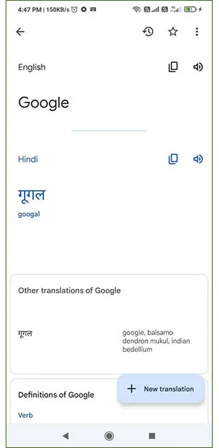 Google ko hindi mein kya bolate hain