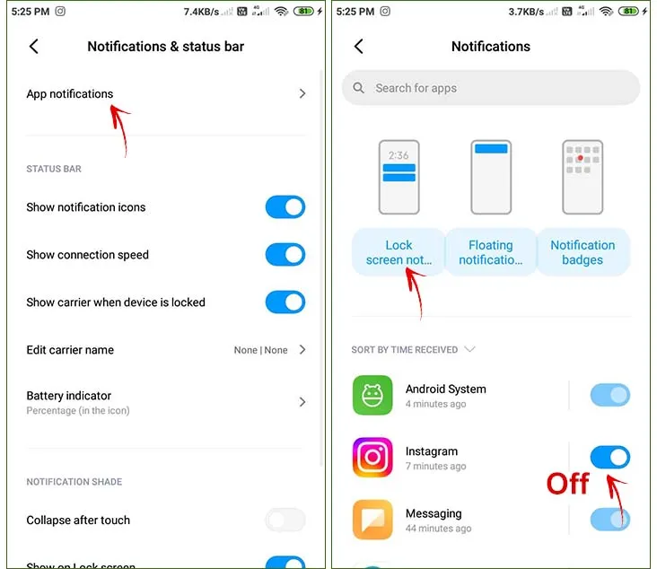 how to disable notifications on lock screen android
