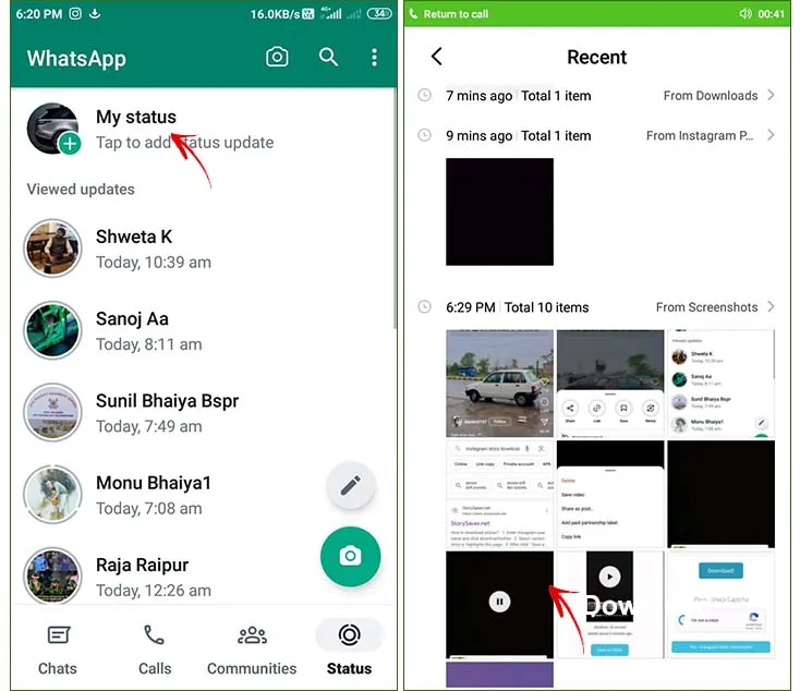 how to add instagram story to whatsapp status with music